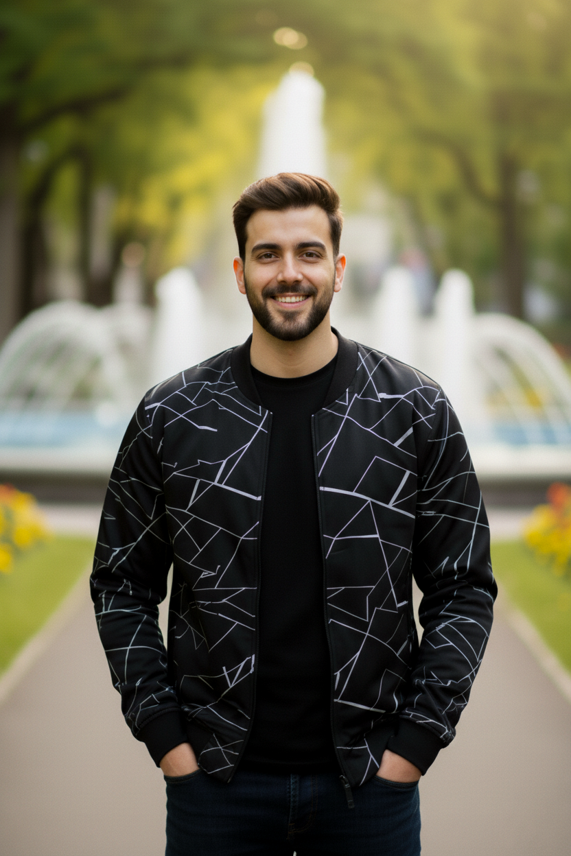 Winter Geo Printed Jacket For Men