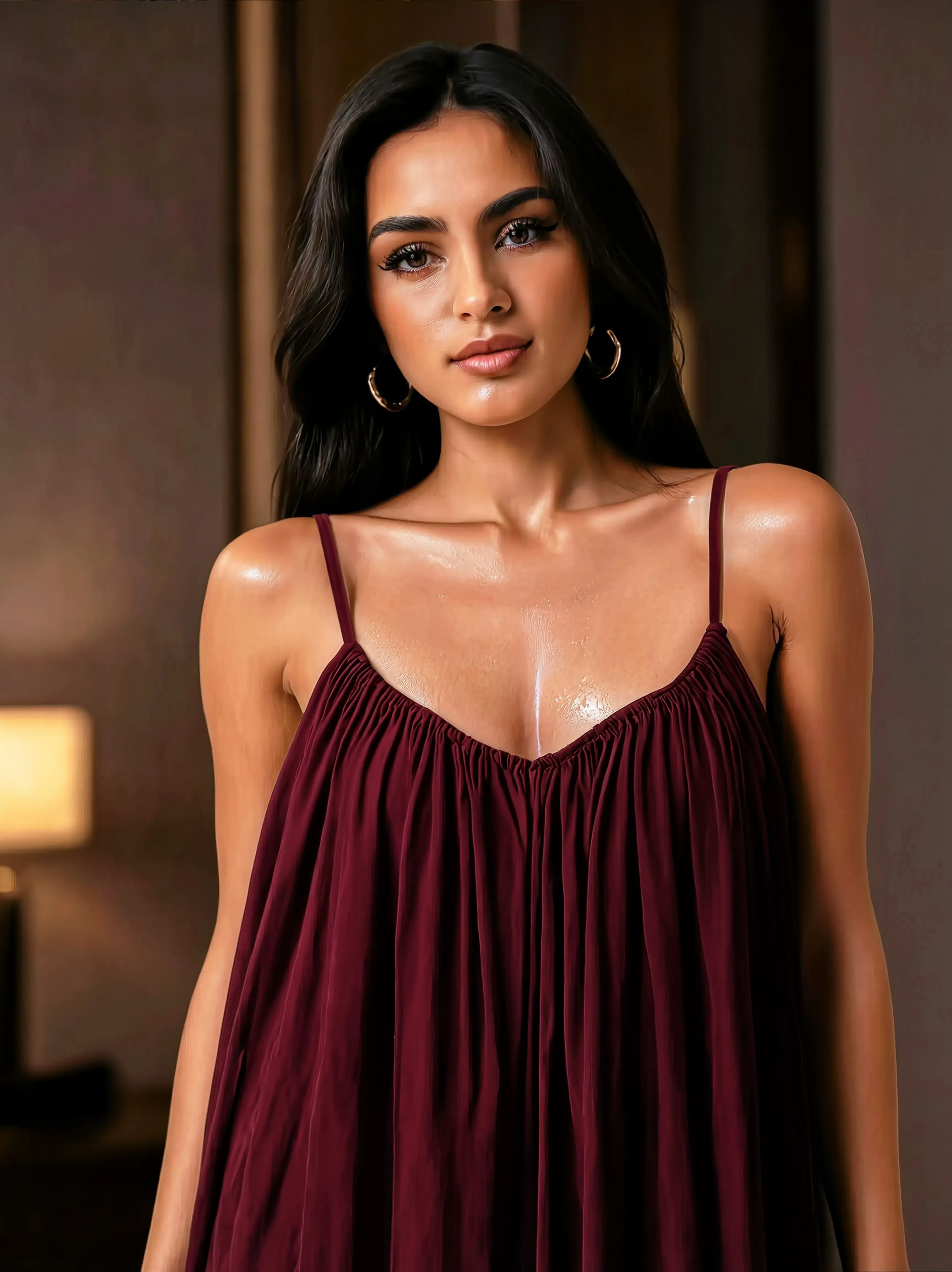 Gathered Maxi Dress With Spaghetti Straps