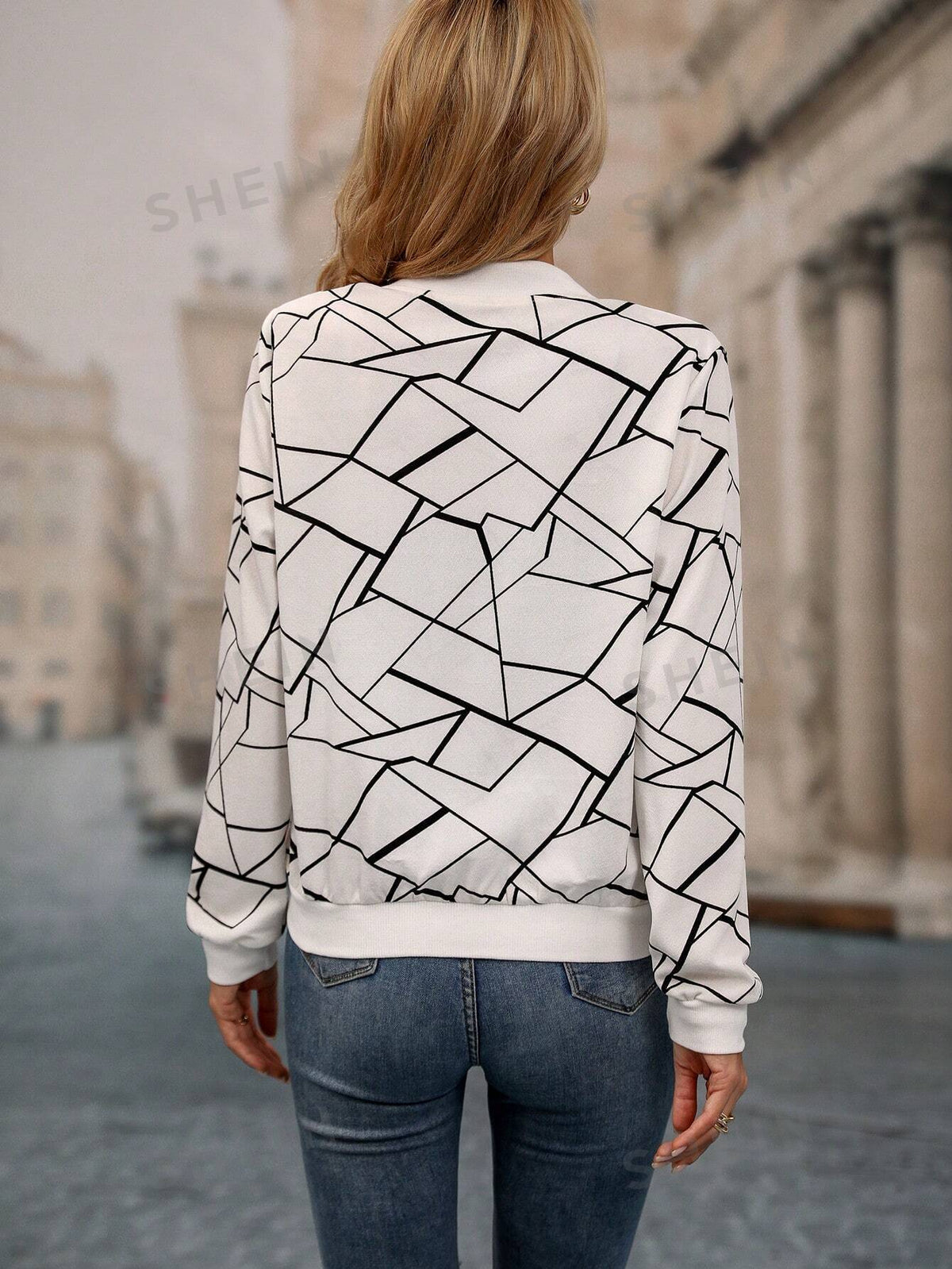 Winter Geo Printed Jacket For Women