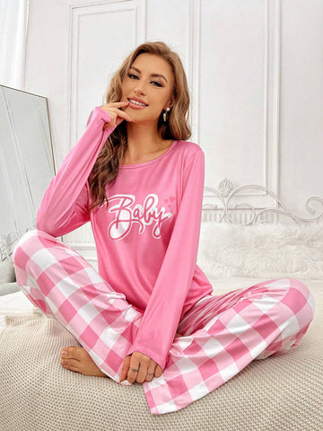 Pink Barbie Printed Night Suit