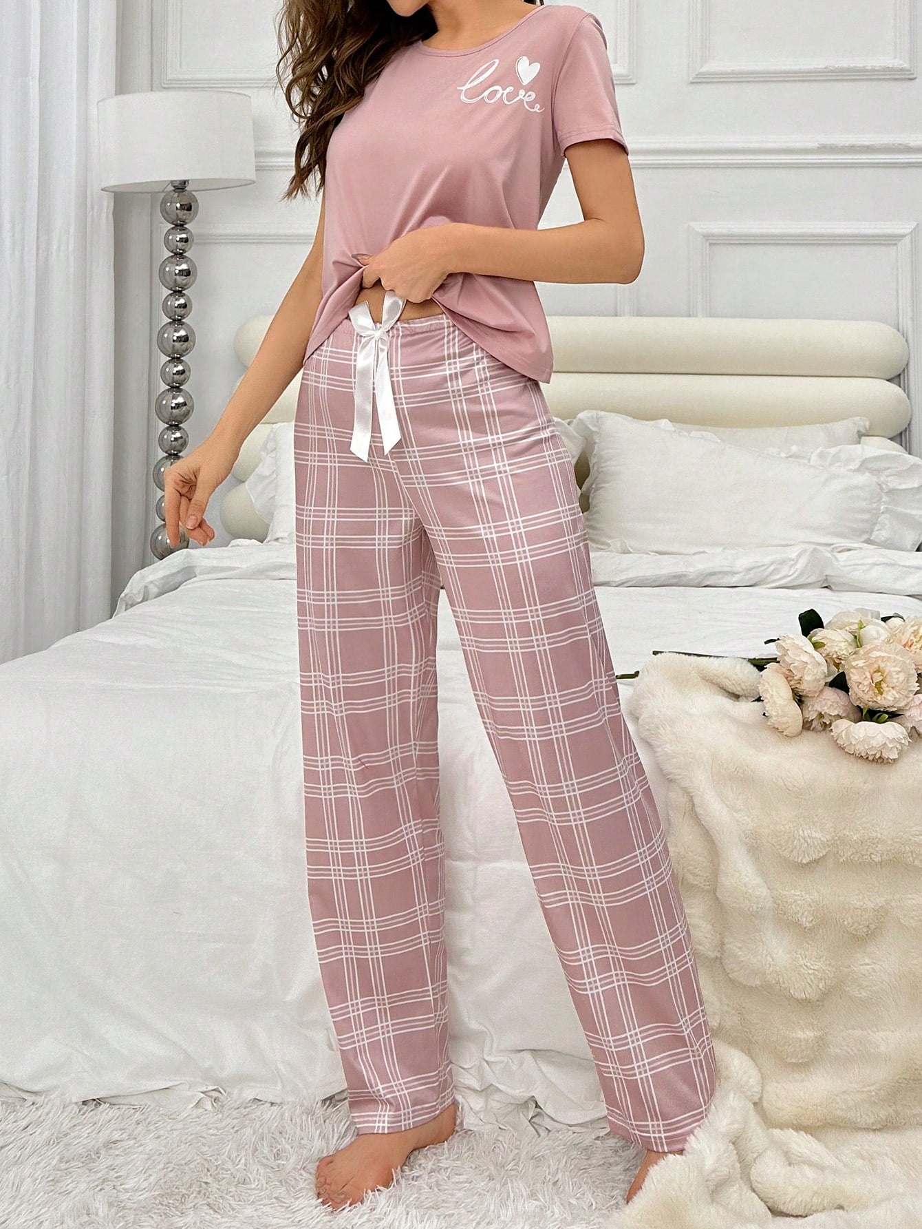 Pink Love Oversized Printed Night Suit
