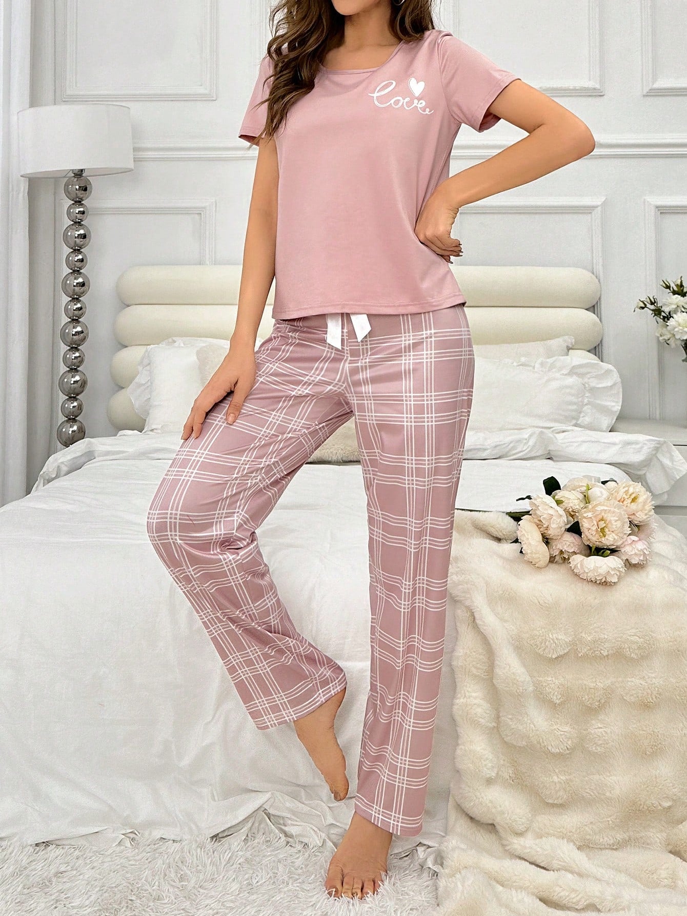 Pink Love Oversized Printed Night Suit