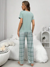 Mint Green Love Printed Night Suit
