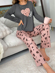 Pink Heart Love Printed Night Suit