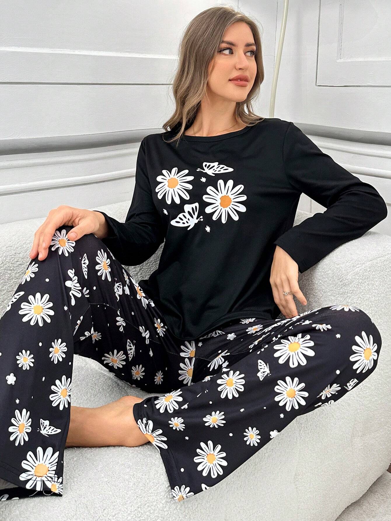 Daisy Flower Printed Night Suit
