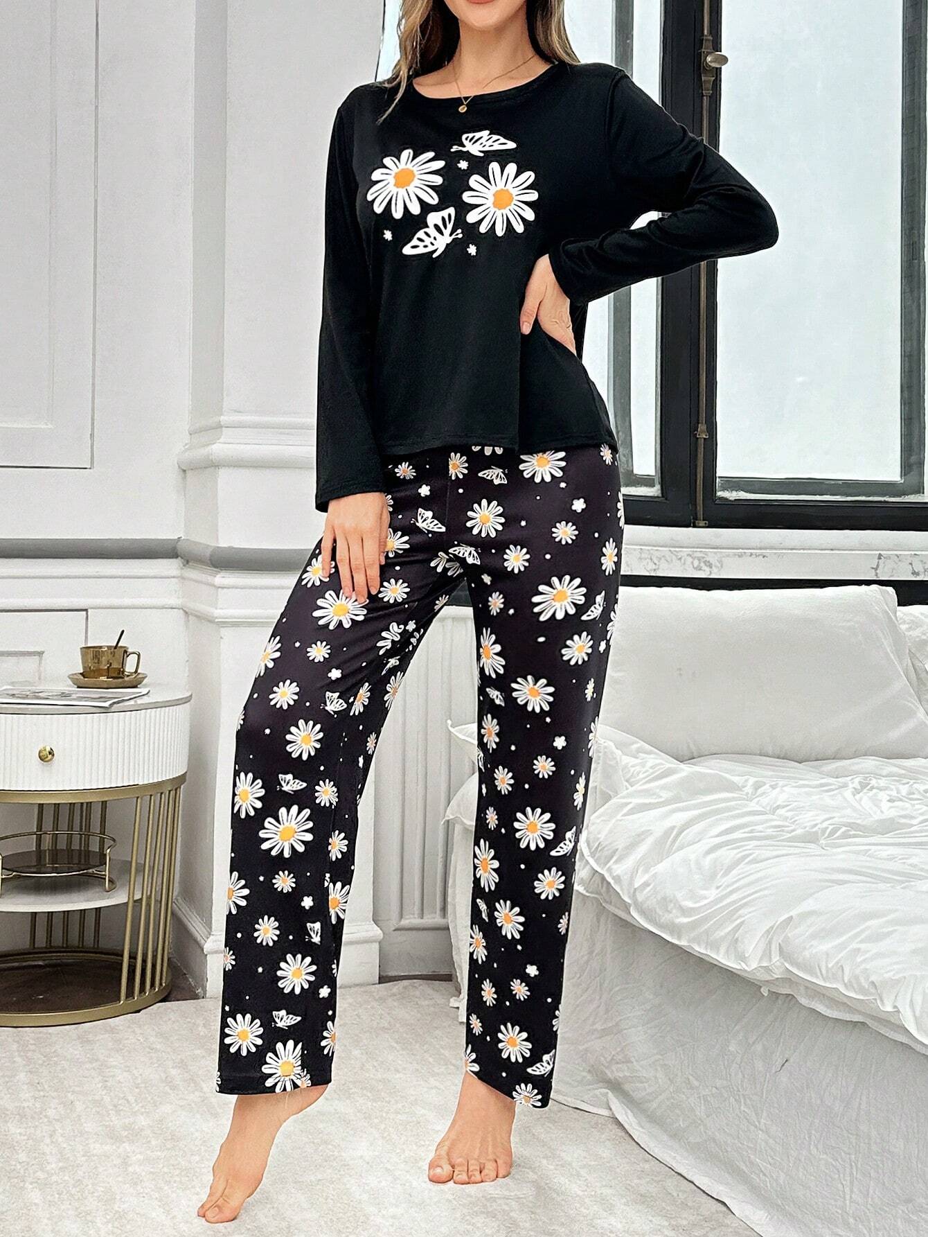 Daisy Flower Printed Night Suit