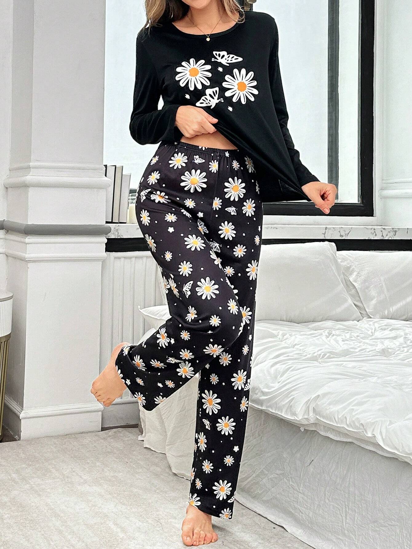 Daisy Flower Printed Night Suit