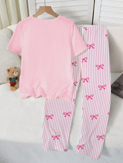 Pink Ribbon Printed Night Suit