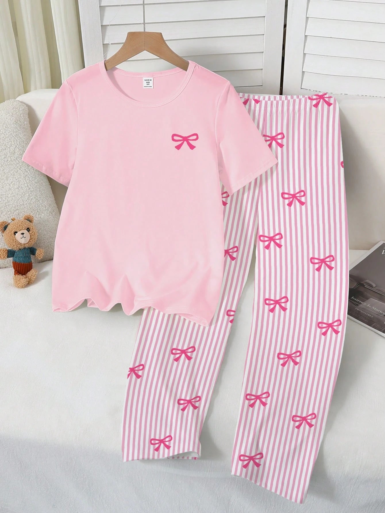 Pink Ribbon Printed Night Suit