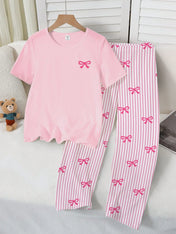 Pink Ribbon Printed Night Suit