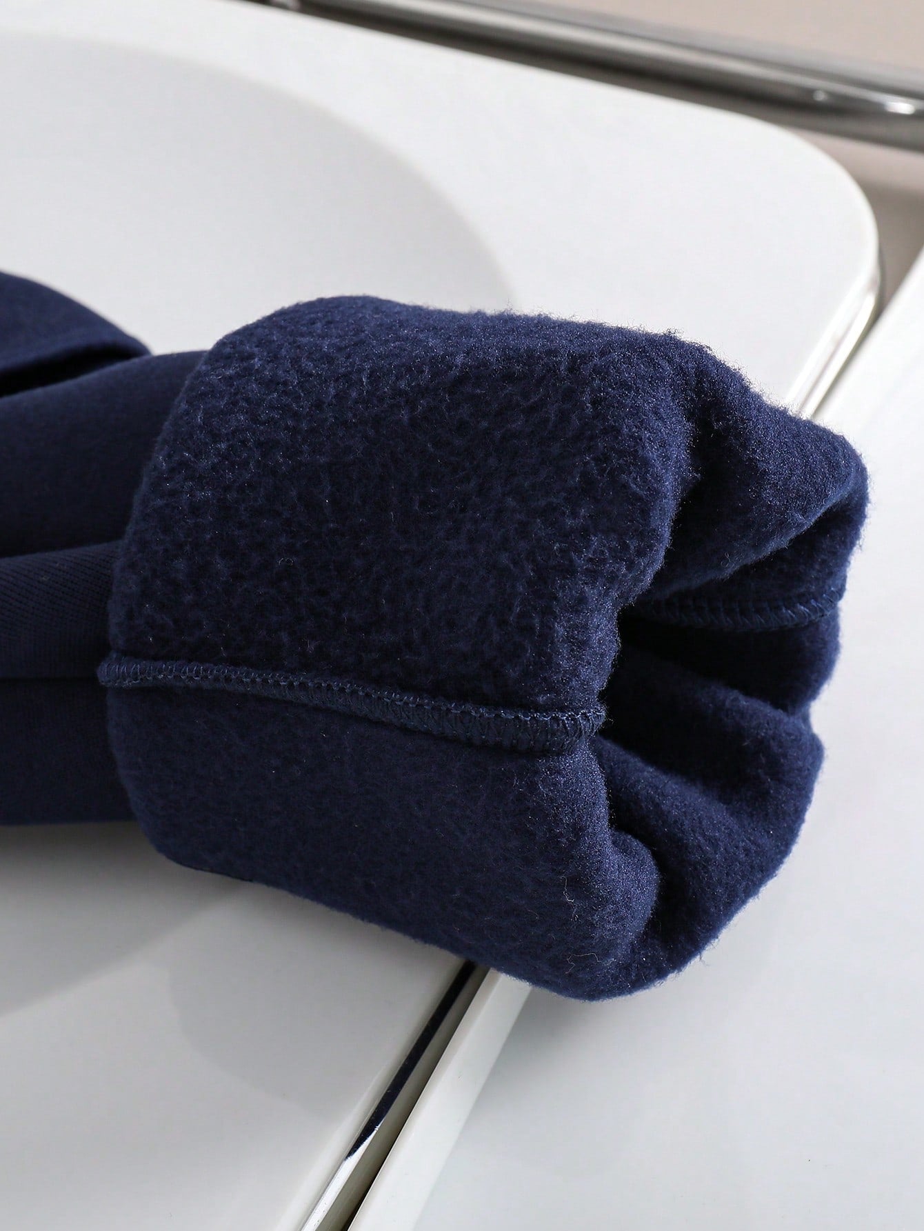 Navy Colorblock Crewneck Printed Kids Winter Suit