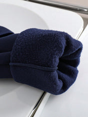 Navy Colorblock Crewneck Printed Kids Winter Suit