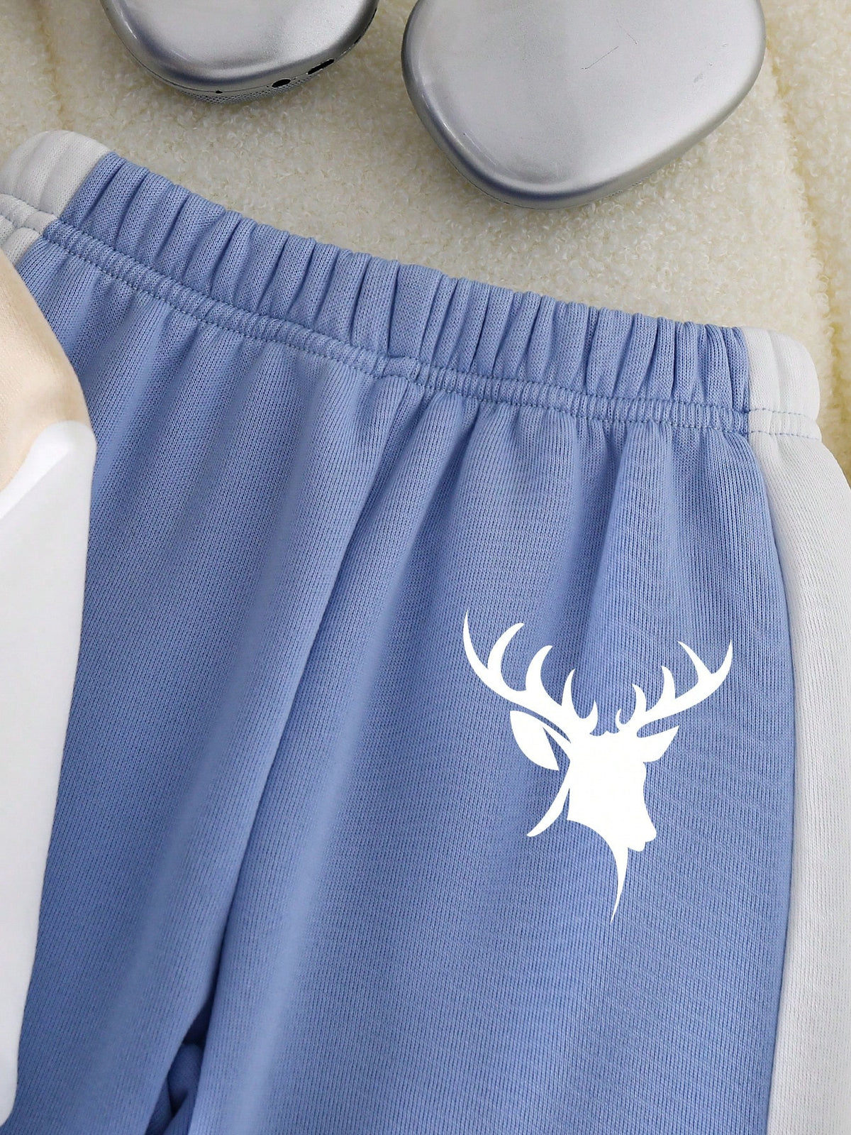 Sky Blue Panel Printed Kids Winter Suit