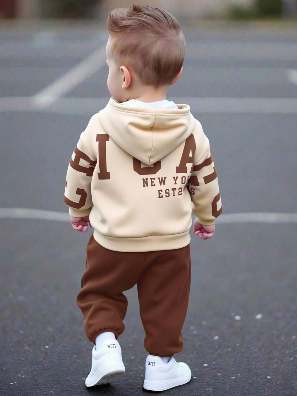 Coffee Color New York Printed Kids Winter Suit