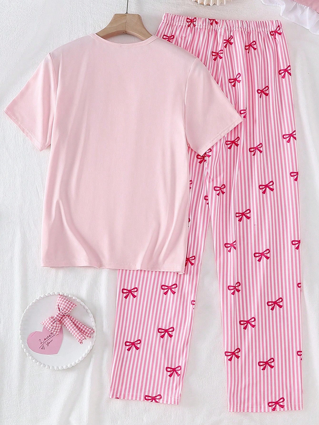 Pink Ribbon Printed Night Suit