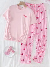 Pink Ribbon Printed Night Suit