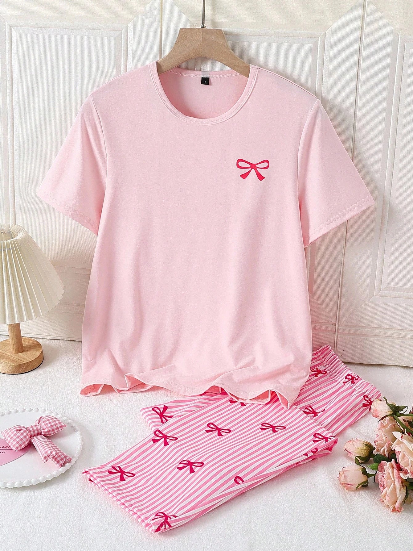 Pink Ribbon Printed Night Suit