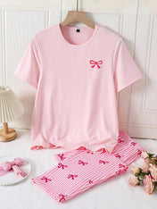 Pink Ribbon Printed Night Suit