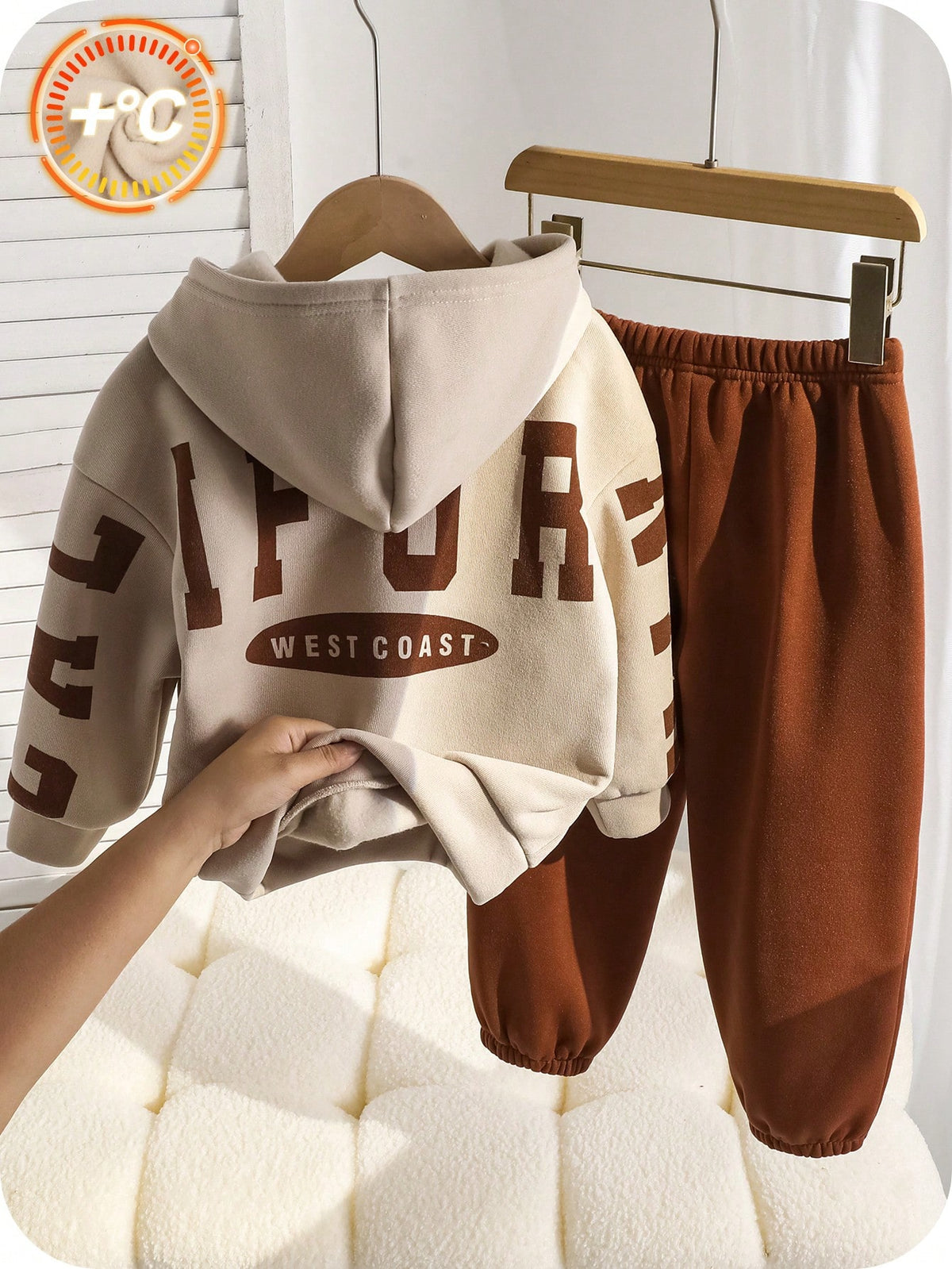 Coffee Color New York Printed Kids Winter Suit
