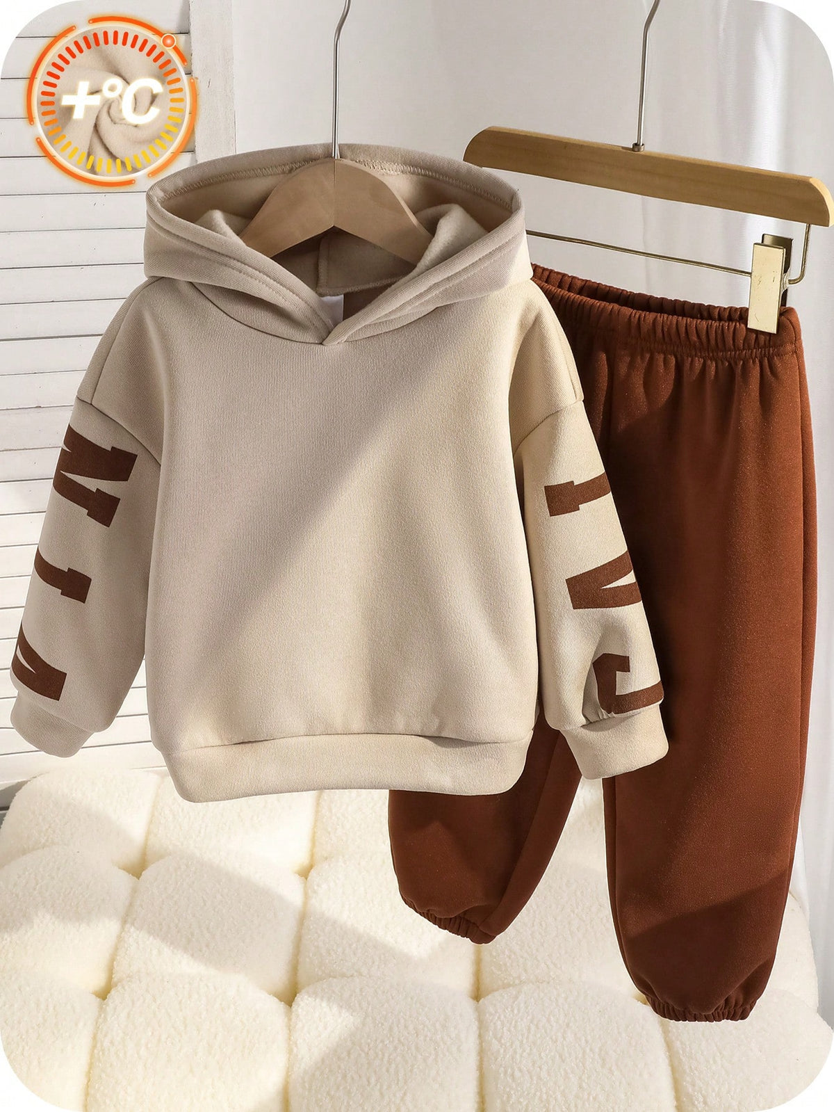 Coffee Color New York Printed Kids Winter Suit