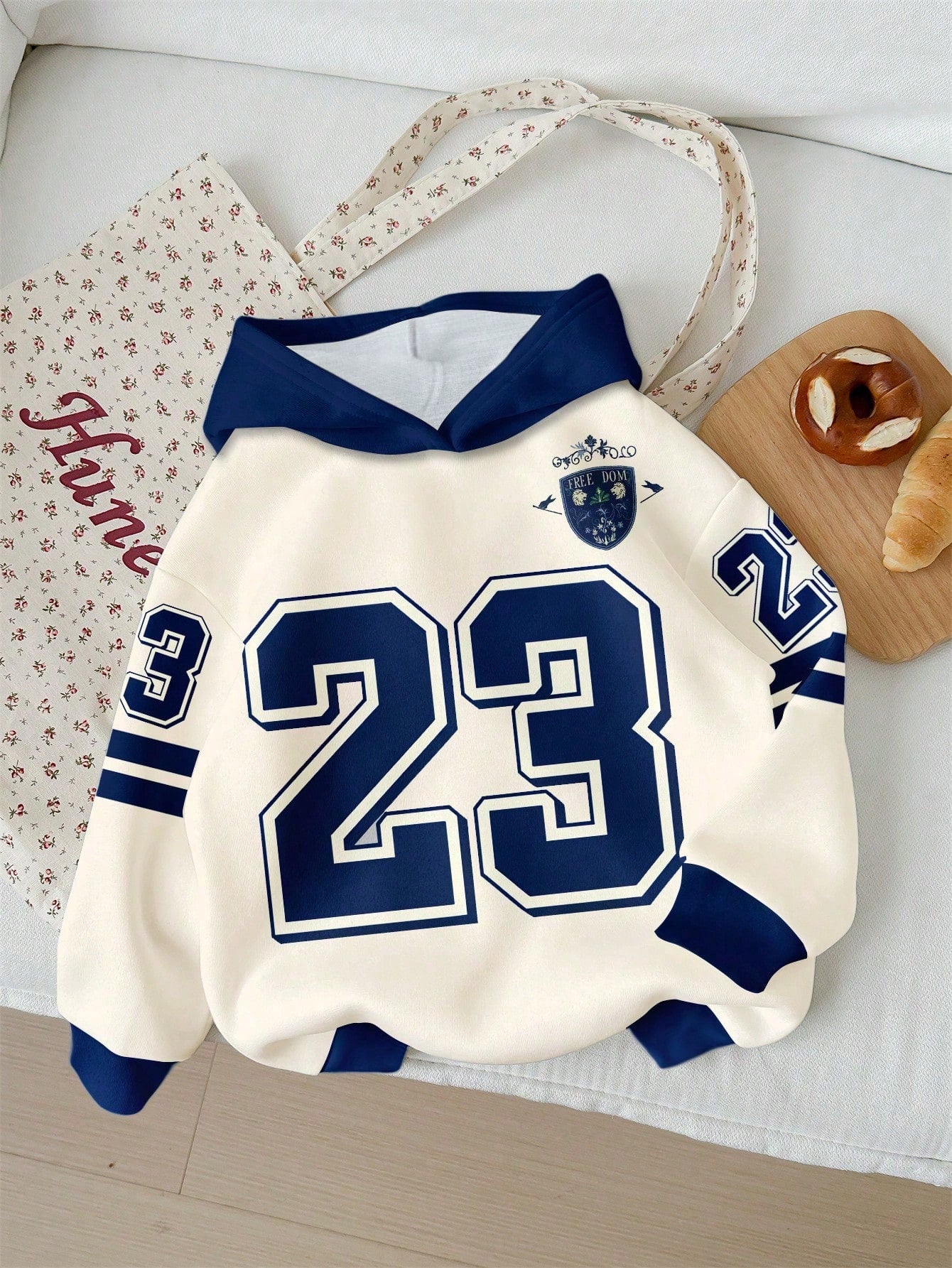 Winter Navy & Cream 23 Pullover Hoodie For Men