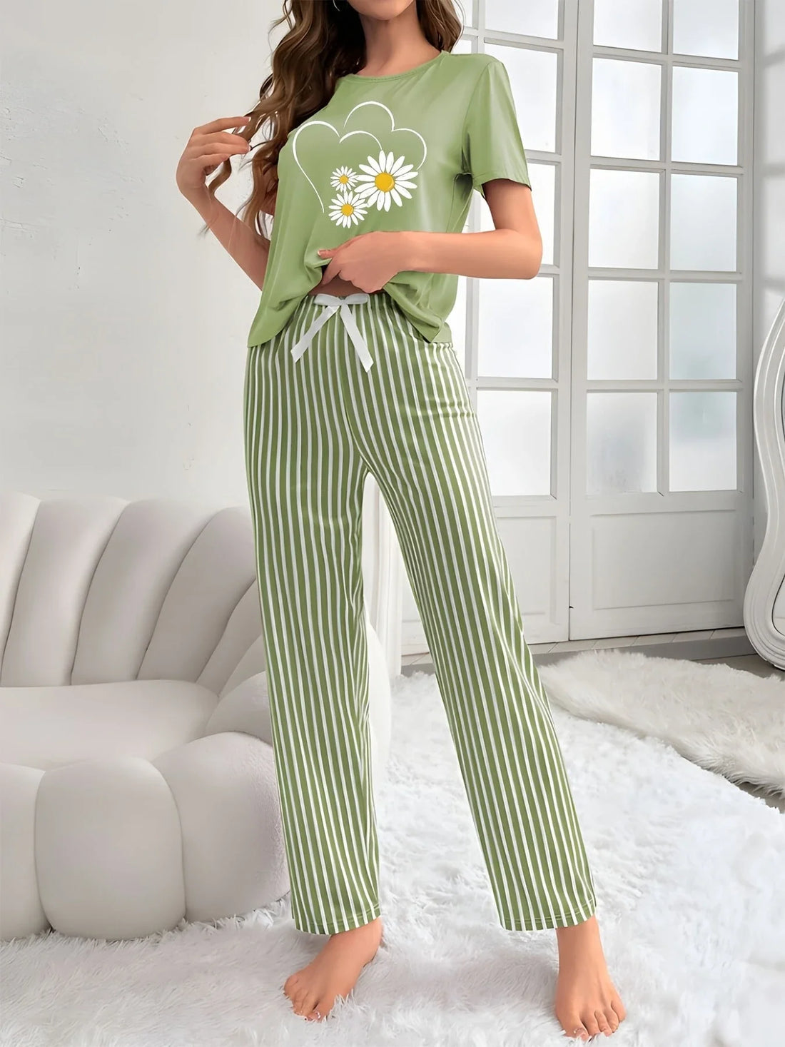 Sunflowers Heart Printed Night Suit