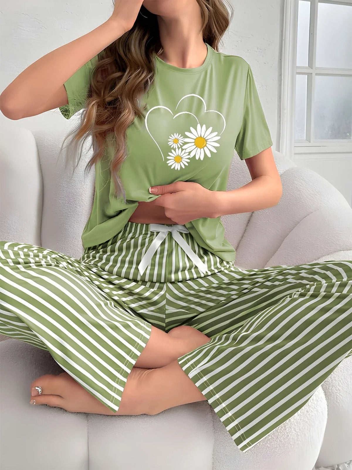 Sunflowers Heart Printed Night Suit