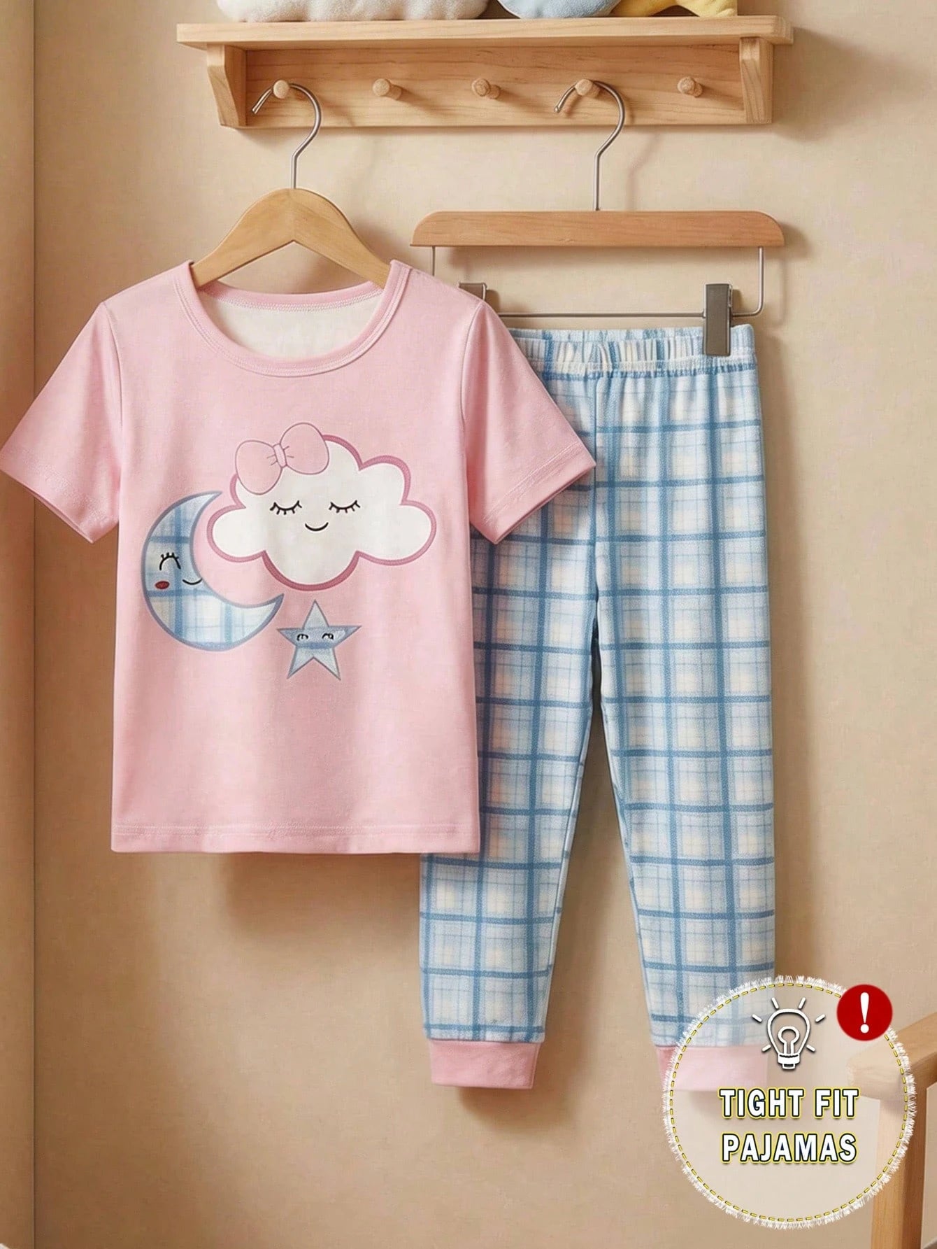 Moon & Cloud Printed Half Sleeve Kids Suit