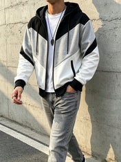 Winter Grey Colorblock Zip-Up Hoodie