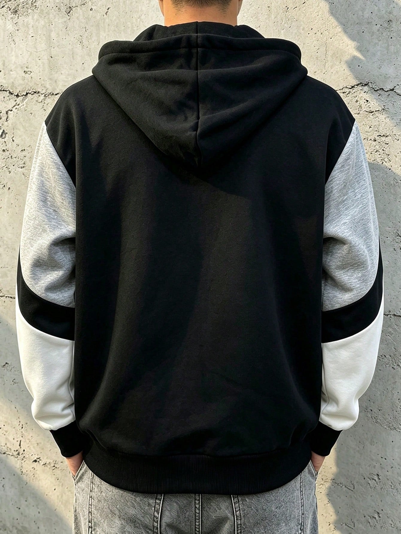 Winter Grey Colorblock Zip-Up Hoodie
