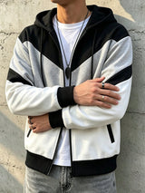 Winter Grey Colorblock Zip-Up Hoodie