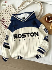 Winter Navy Blue Boston Hoodie