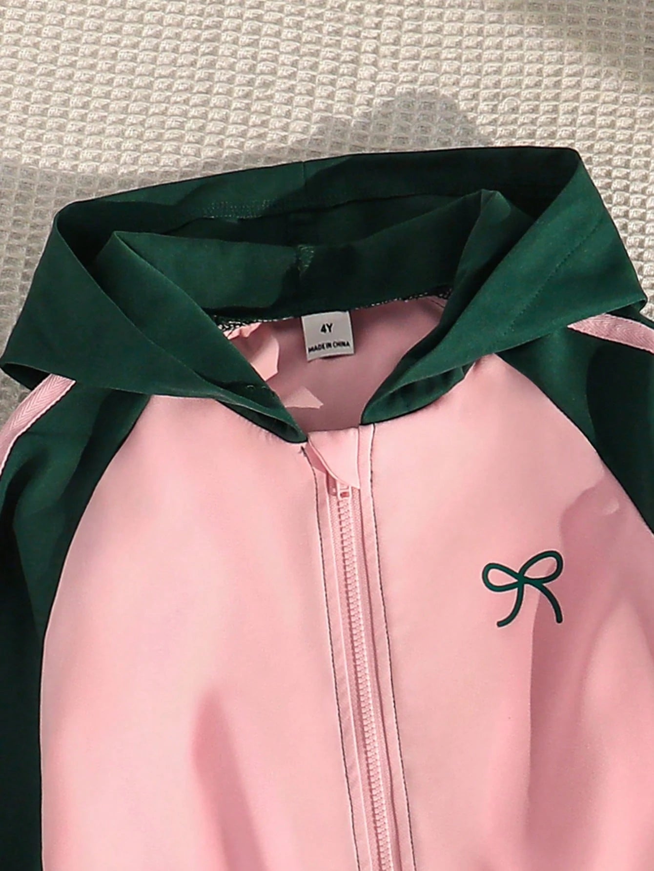 Cute Pink Bow Printed Kids Winter Suit