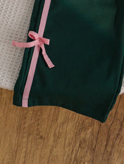 Cute Pink Bow Printed Kids Winter Suit