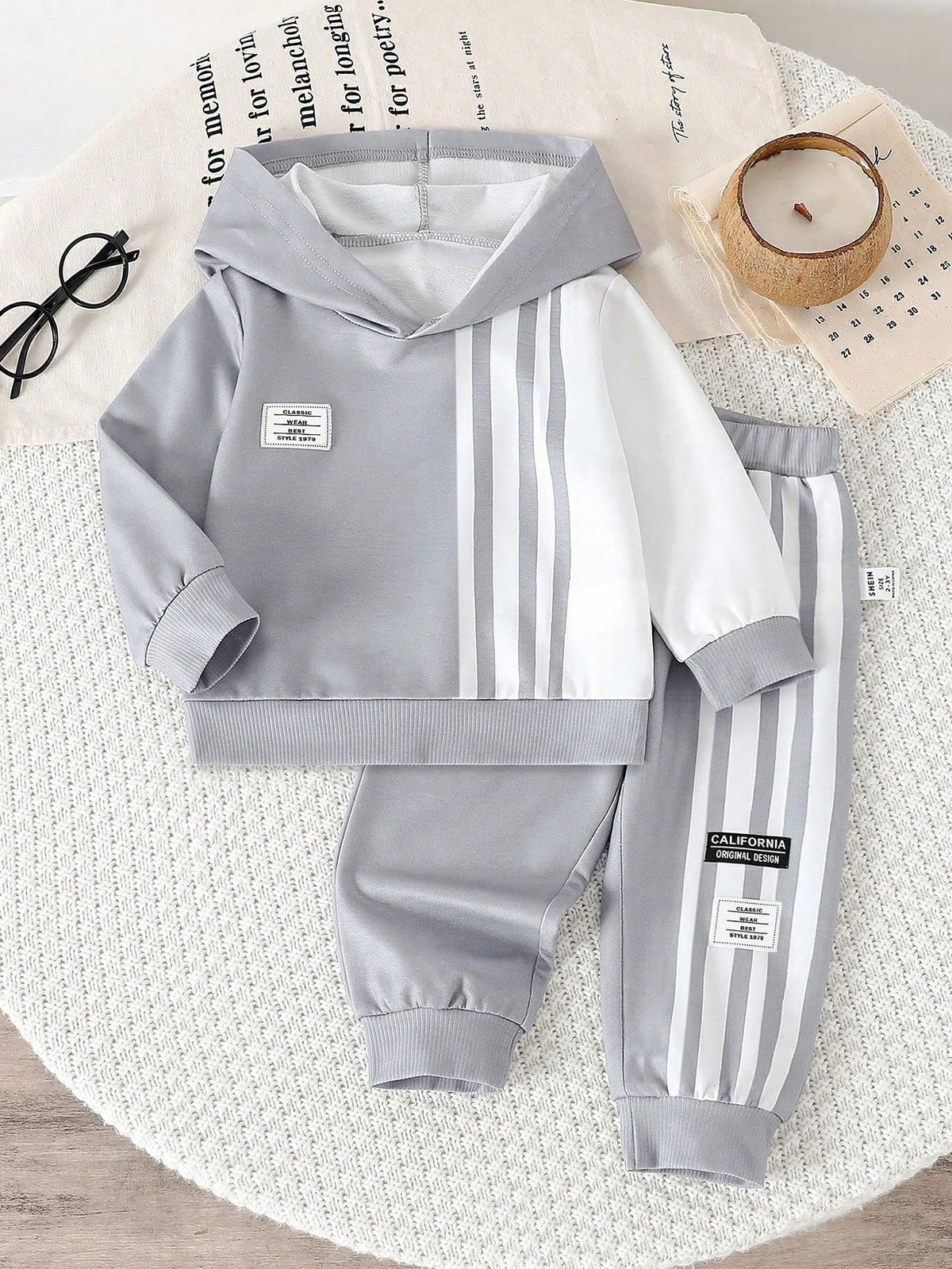 Grey Liner Printed Kids Winter Suit