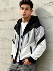 Winter Grey Colorblock Zip-Up Hoodie