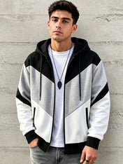Winter Grey Colorblock Zip-Up Hoodie