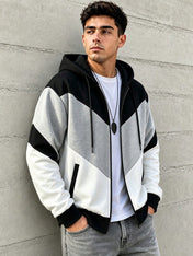 Winter Grey Colorblock Zip-Up Hoodie