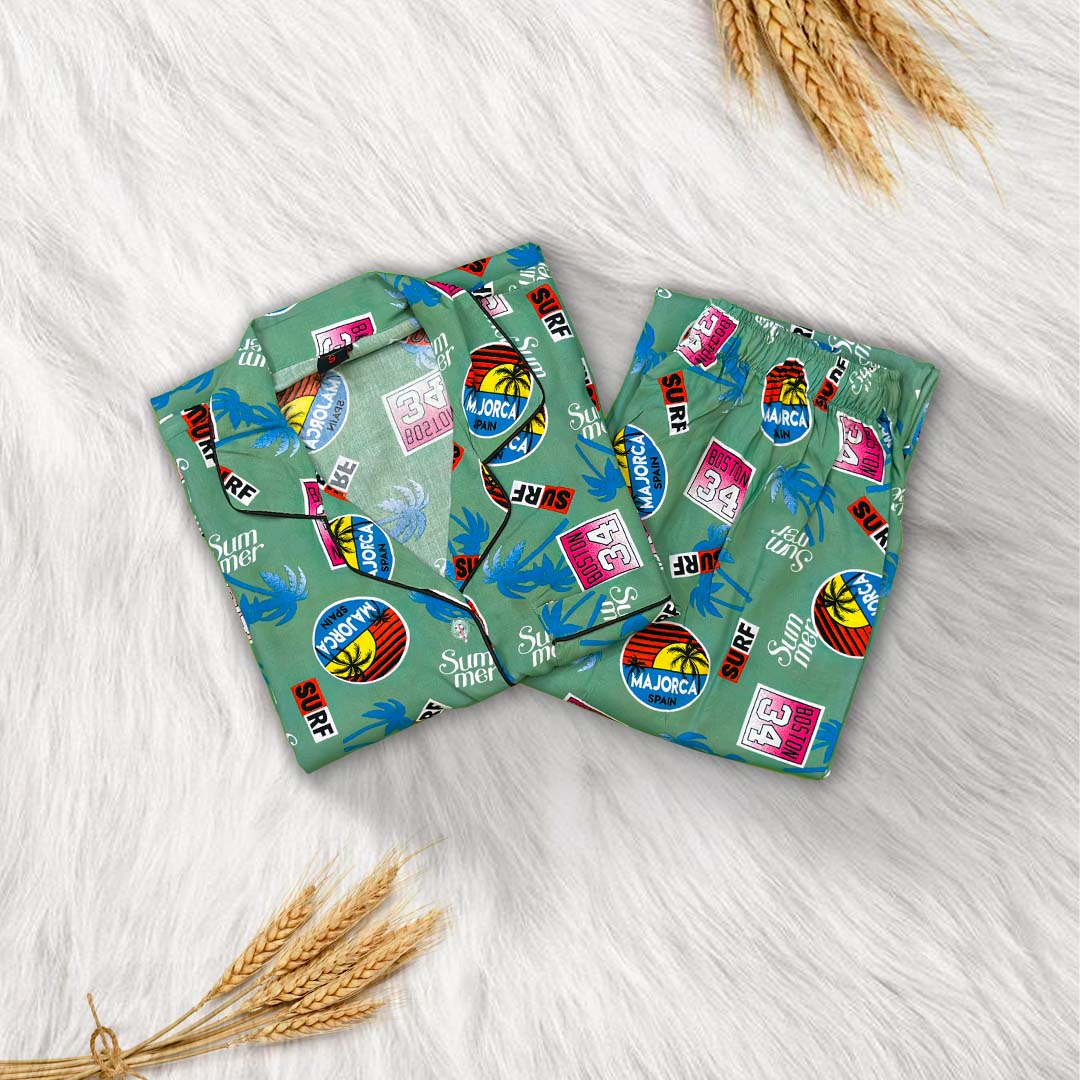 Imported Linen Printed Summer Soul  PJ Set-LP17