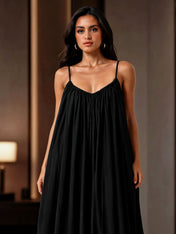 Gathered Maxi Dress With Spaghetti Straps