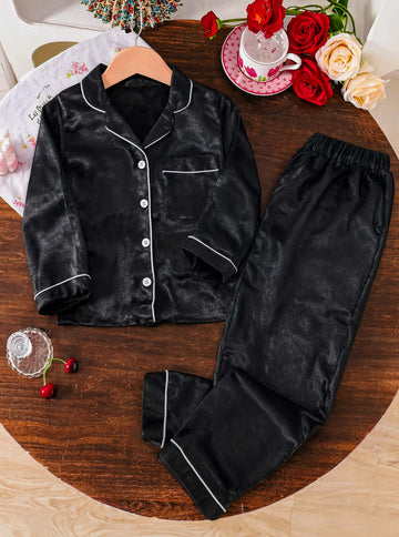 Kids Silk PJ Set - Black