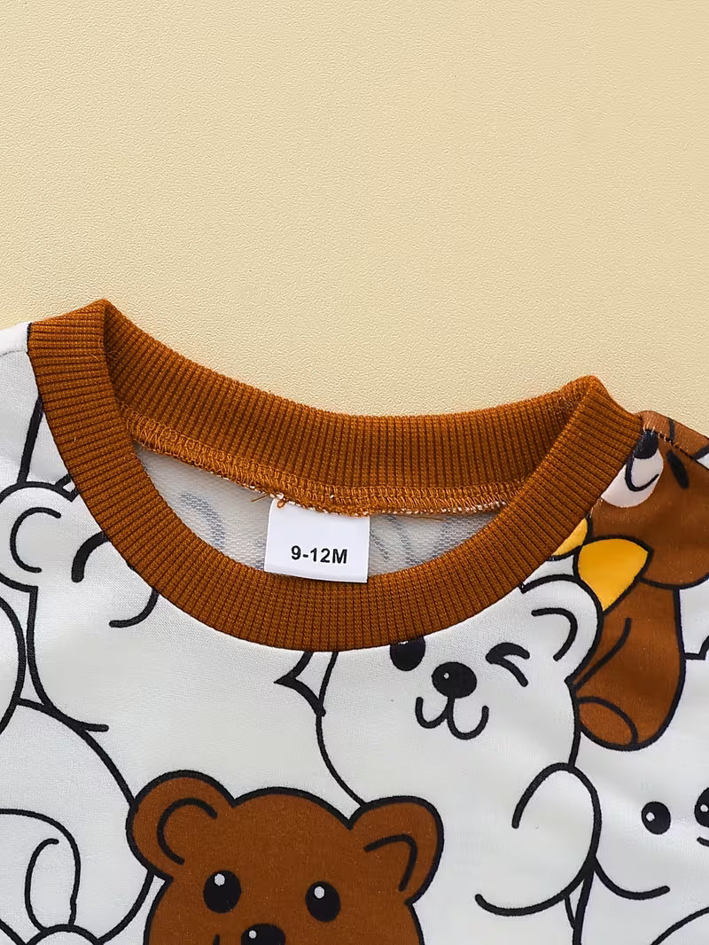 Multi Bear Printed Kids Winter Suit