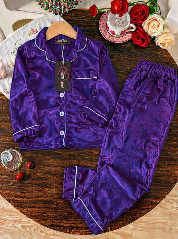 Kids Silk PJ Set - Purple