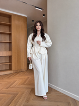 Winter V-Neck Peplum Blazer 2 PC Co-Ord Set 4