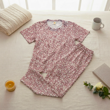 Pink Petals Printed Night Suit