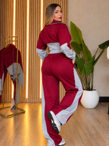 Winter Maroon Colorblock Hooded 2 PC Co-Ord Set 3