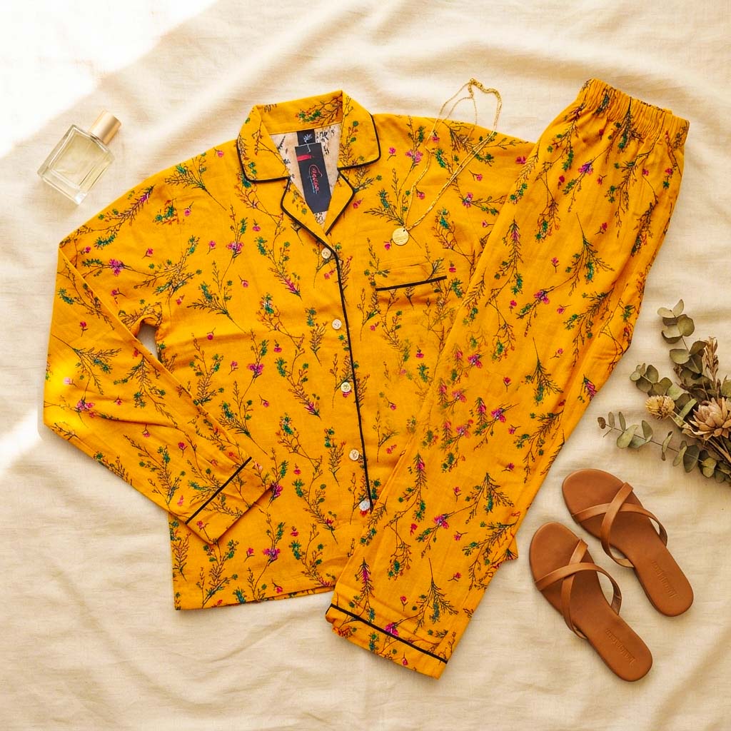 Imported Linen Printed Warm Glow PJ Set-LP9