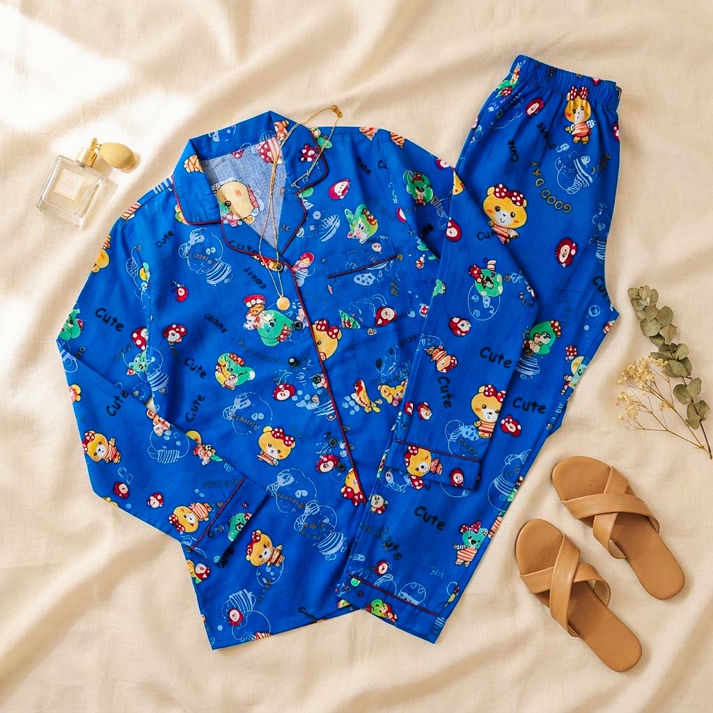 Imported Linen Printed Blue Skies PJ Set-LP7