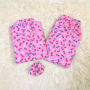 Imported Linen Printed Pink Rose PJ Set-LP21