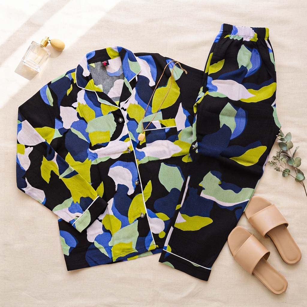 Imported Linen Printed Multi Bear PJ Set-LP6